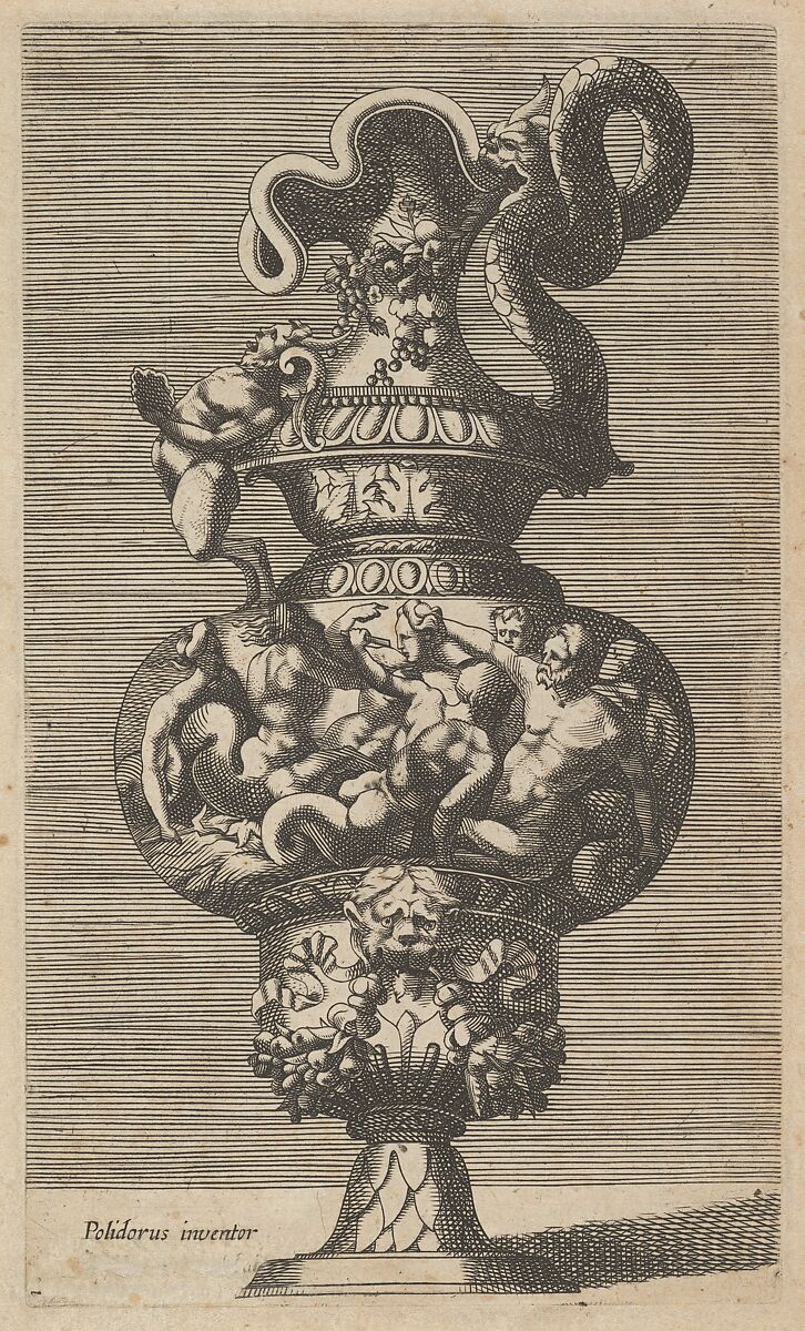 Vase with a Group of Mermaids, Mermen and Sea Centaurs, Originally by René Boyvin (French, Angers ca. 1525–1598 or 1625/6 Angers), Engraving 