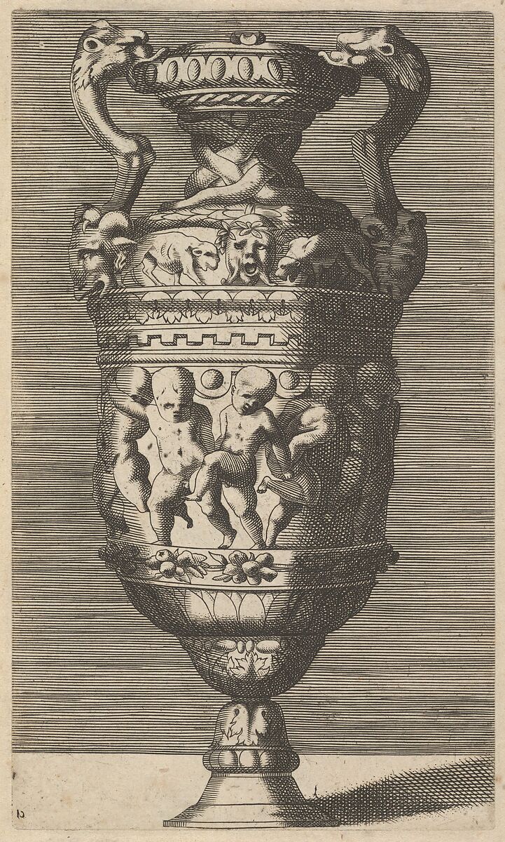 Vase with Dancing Putti, Originally by René Boyvin (French, Angers ca. 1525–1598 or 1625/6 Angers), Engraving 