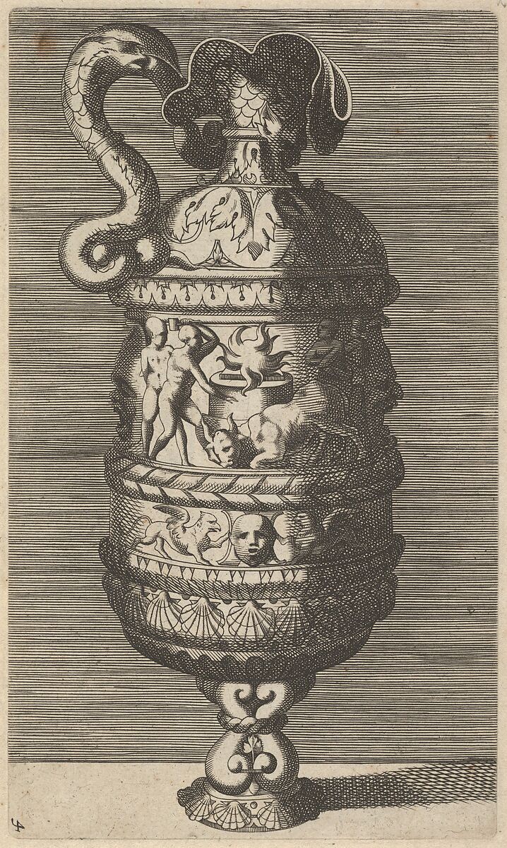 Vase with a Sacrificial Scene, Originally by René Boyvin (French, Angers ca. 1525–1598 or 1625/6 Angers), Engraving 