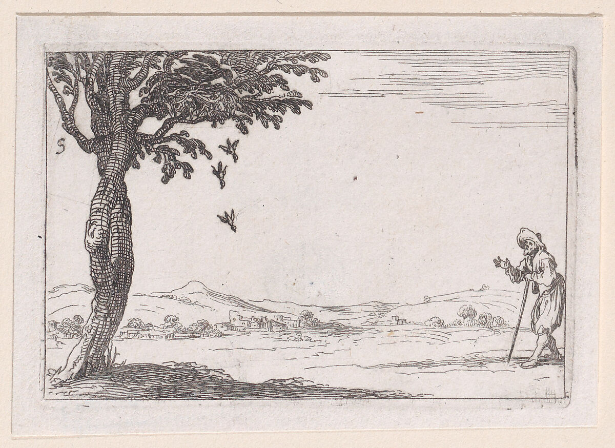 Le Corbeau et ses Petits (The Raven and his Young), plate 5 from "Lux Claustri ou La Lumière du Cloitre" (The Light of the Cloisters), Jacques Callot (French, Nancy 1592–1635 Nancy), Etching; second state of two (Lieure) 