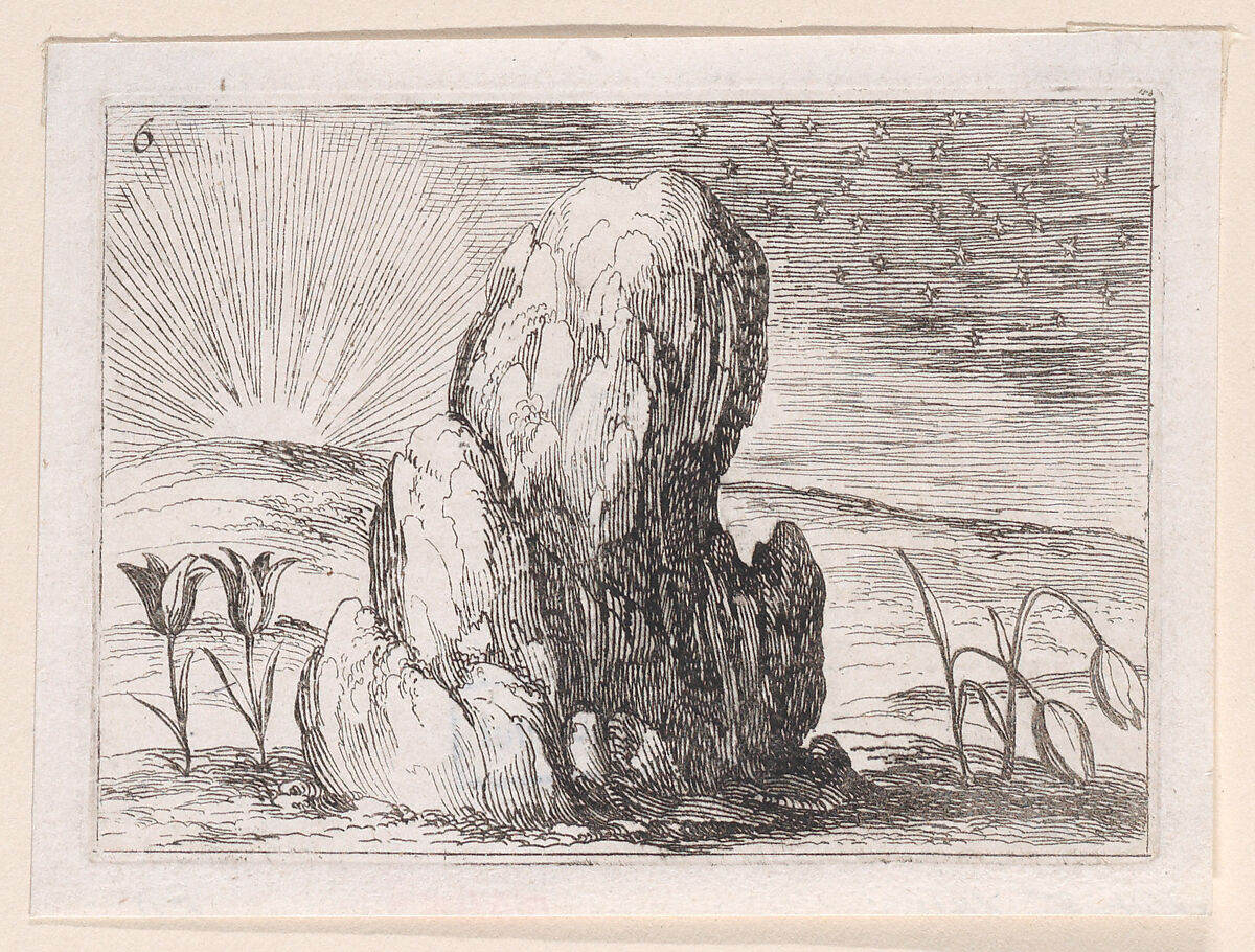 Les Tulipes et le Soleil (The Tulips and the Sun), plate 6 from "Lux Claustri ou La Lumière du Cloitre" (The Light of the Cloisters), Jacques Callot (French, Nancy 1592–1635 Nancy), Etching; second state of two (Lieure) 