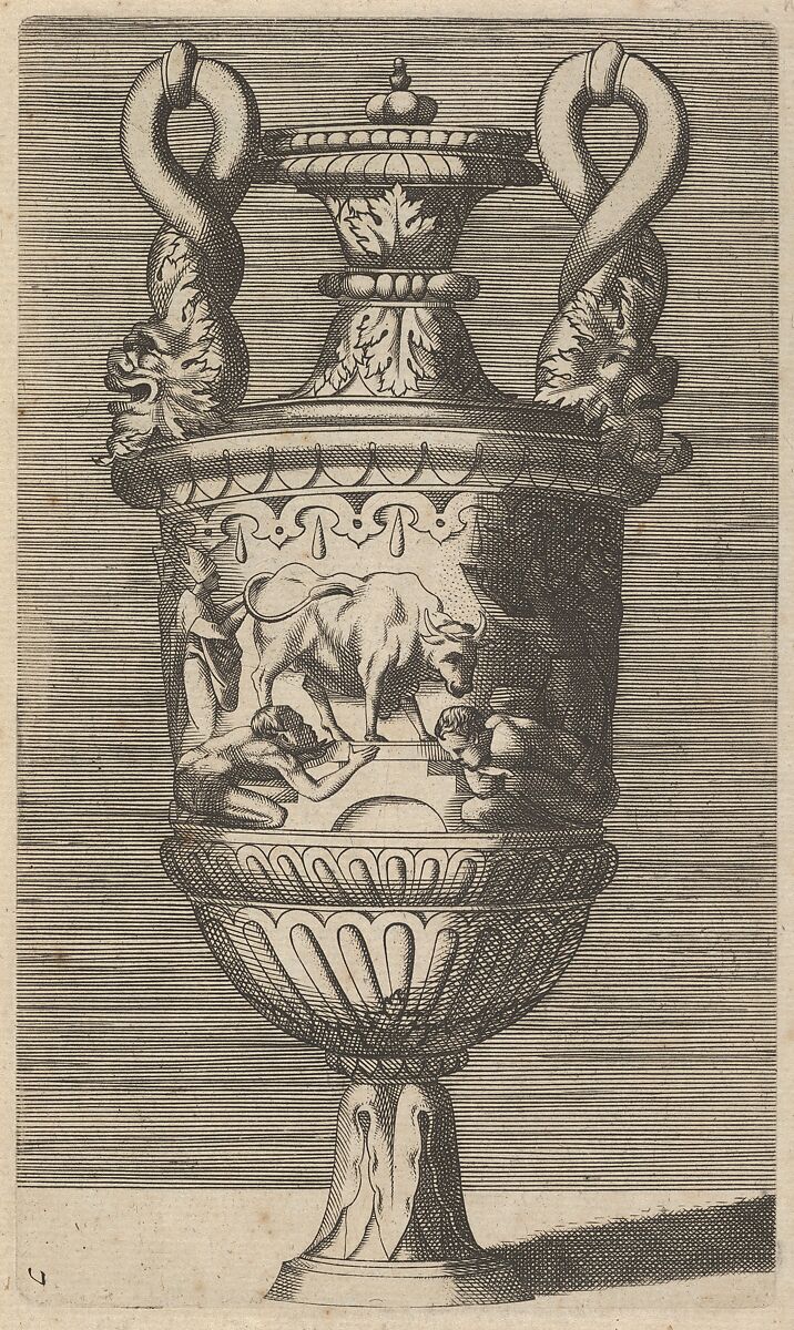 Vase with the Veneration of a Bull, Originally by René Boyvin (French, Angers ca. 1525–1598 or 1625/6 Angers), Engraving 