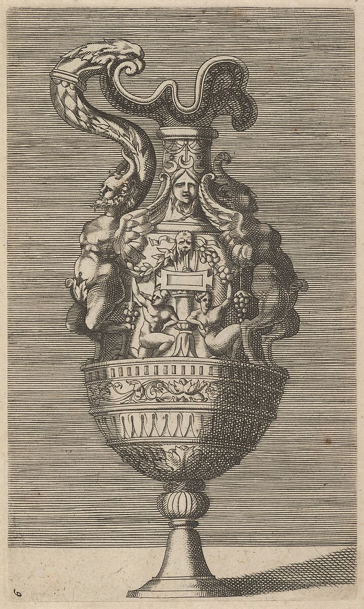 Vase with Two Winged Satyrs, Originally by René Boyvin (French, Angers ca. 1525–1598 or 1625/6 Angers), Engraving 
