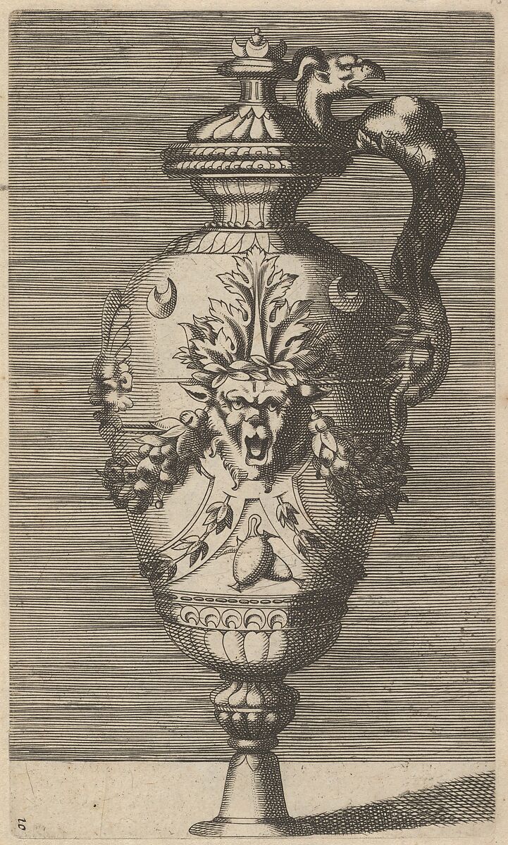 Vase with Lid, Decorated with a Mask and Garlands, Originally by René Boyvin (French, Angers ca. 1525–1598 or 1625/6 Angers), Engraving 