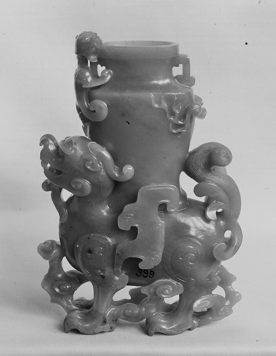 Fantastic creature supporting a vase, Jade (nephrite), China