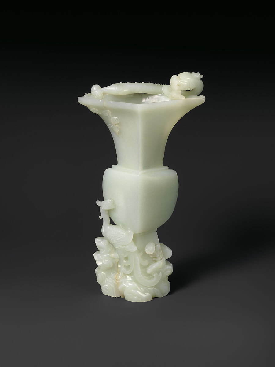 Vase with dragon and phoenix, Jade (nephrite), China