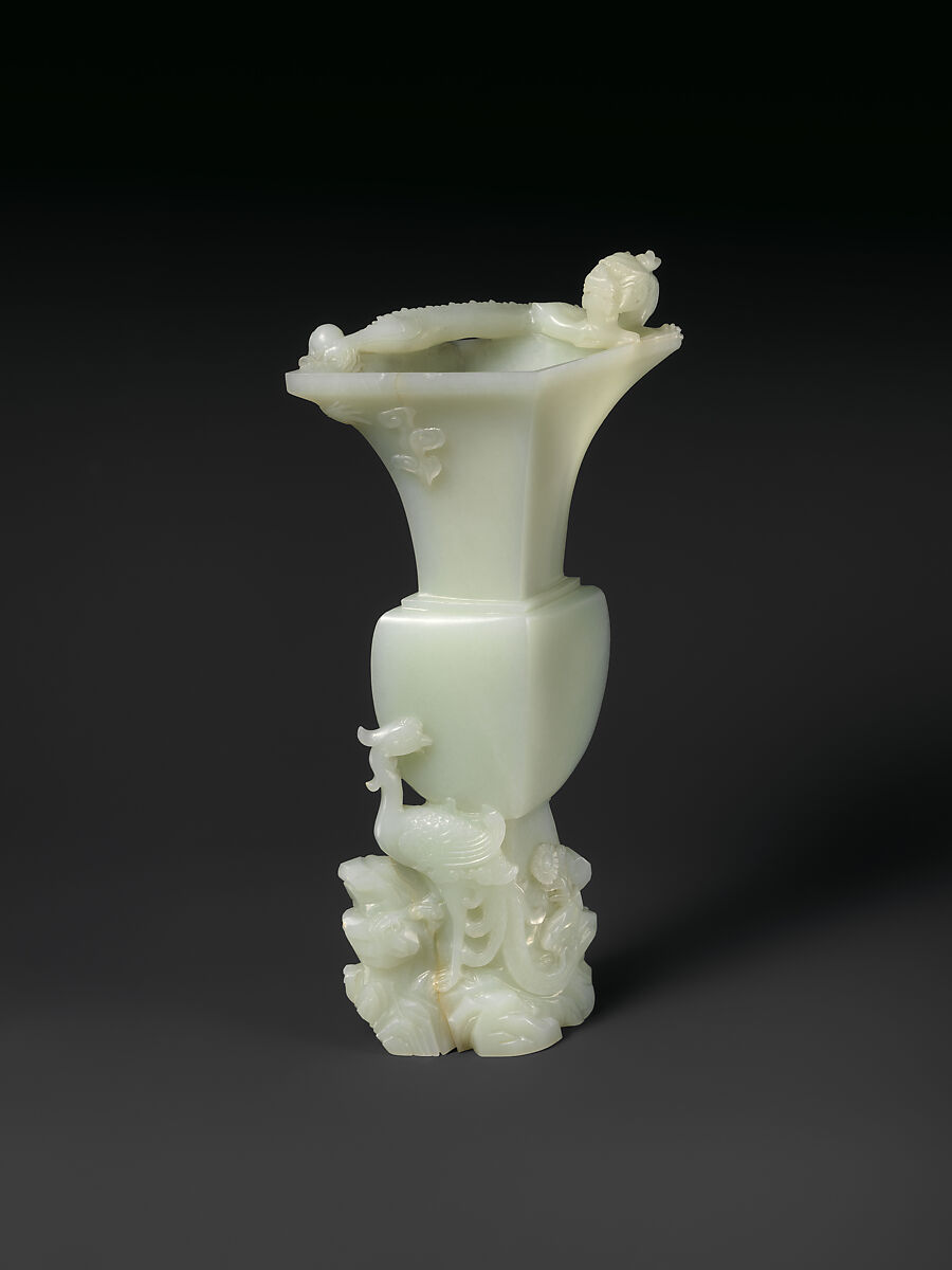 Vase with dragon and phoenix, Jade (nephrite), China