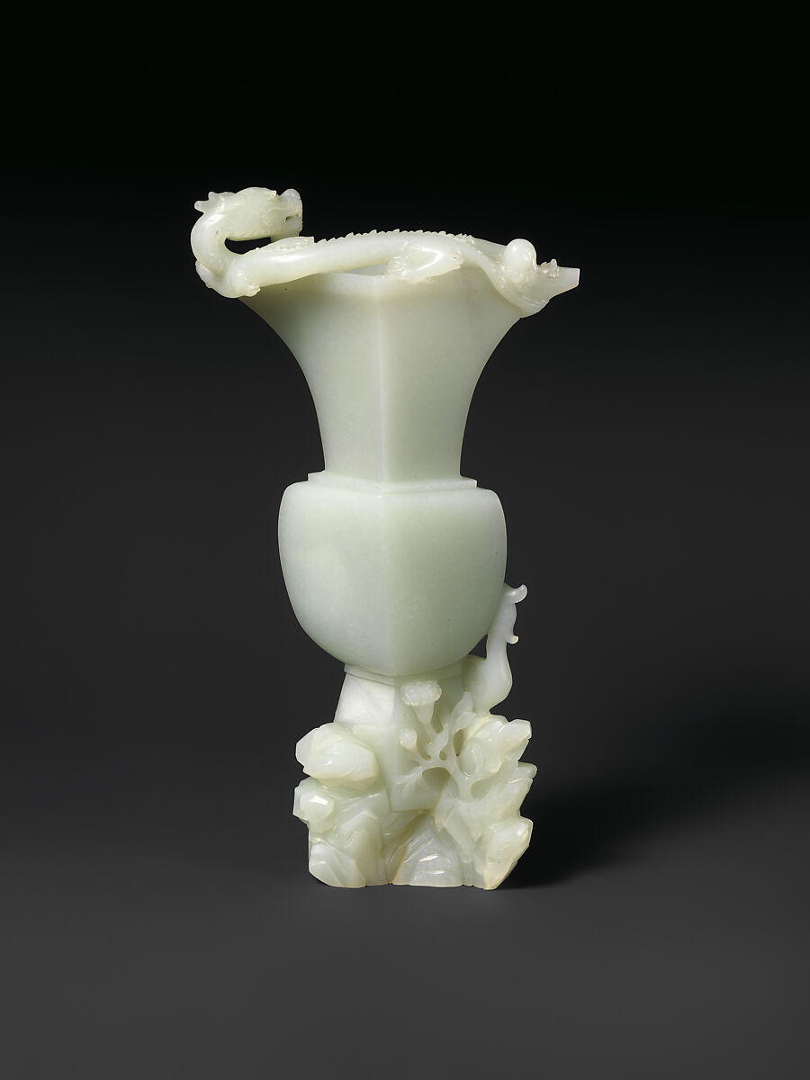 Vase with dragon and phoenix, Jade (nephrite), China