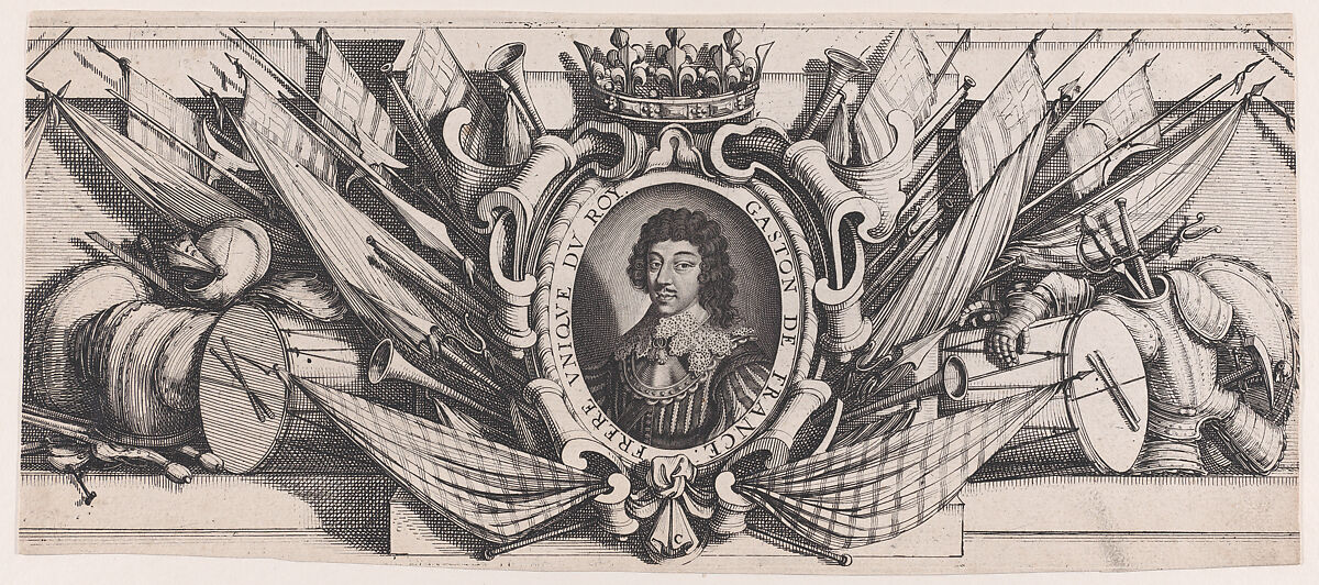 Border at Bottom Center: Portrait of Gaston of France in an Ornamental Border, from "Siège de La Rochelle" (The Seige of La Rochelle), Border by Abraham Bosse (French, Tours 1602/04–1676 Paris), Etching and letterpress; third state of four (Lieure) 
