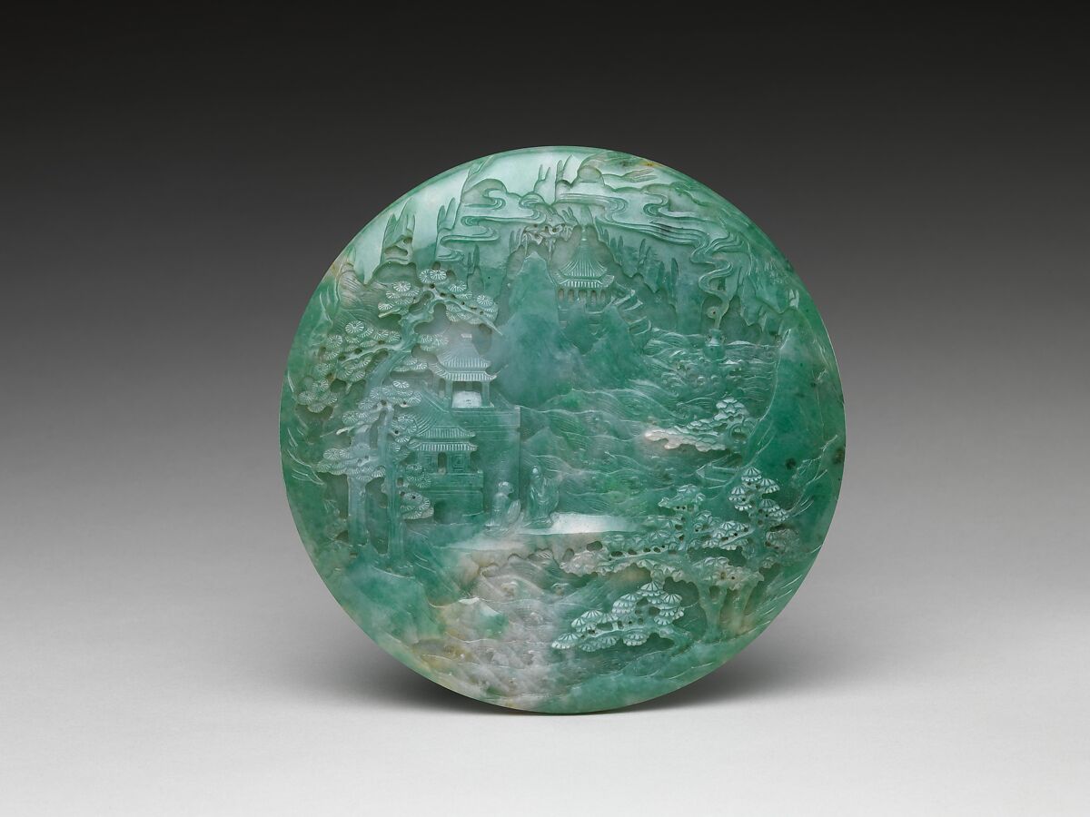 Table screen with landscape scene, Jade (jadeite), China 