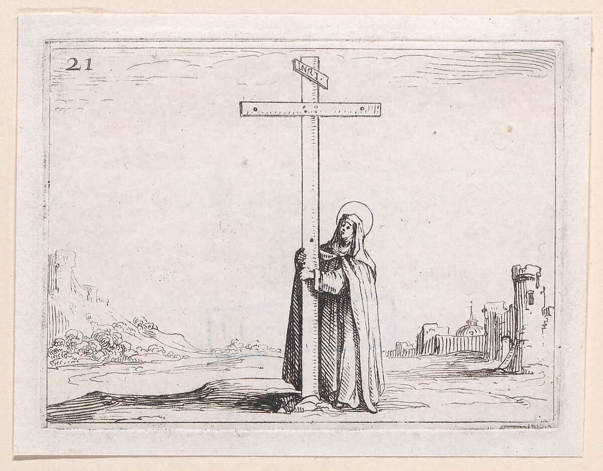 La Religieuse Tenant La Sainte Croix (The Nun Holds the Cross), plate 21 from "Lux Claustri ou La Lumière du Cloitre" (The Light of the Cloisters), Jacques Callot (French, Nancy 1592–1635 Nancy), Etching; second state of two (Lieure) 