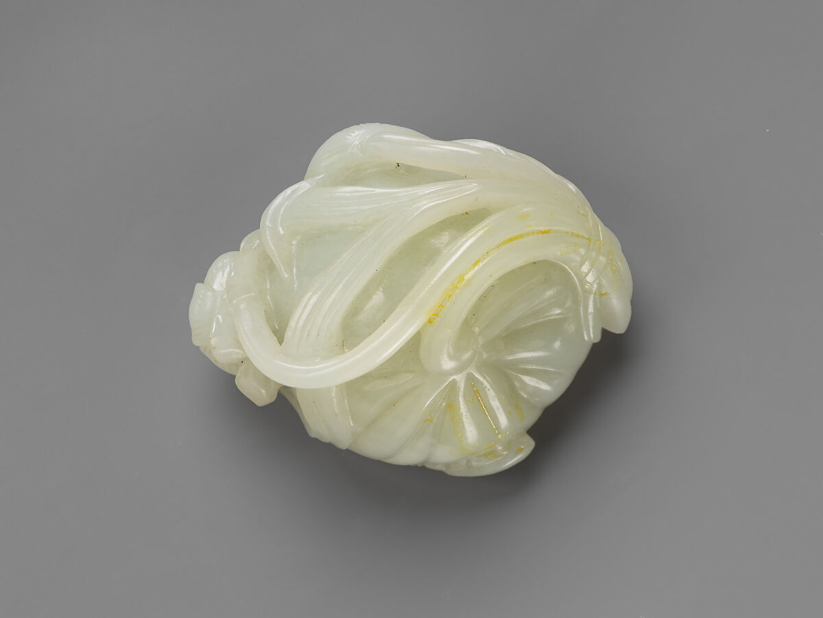 Paperweight in form of a Lotus Pod, Nephrite, faint greenish tinge, China