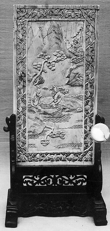 Pair of Table Screens, Ivory, teakwood, China