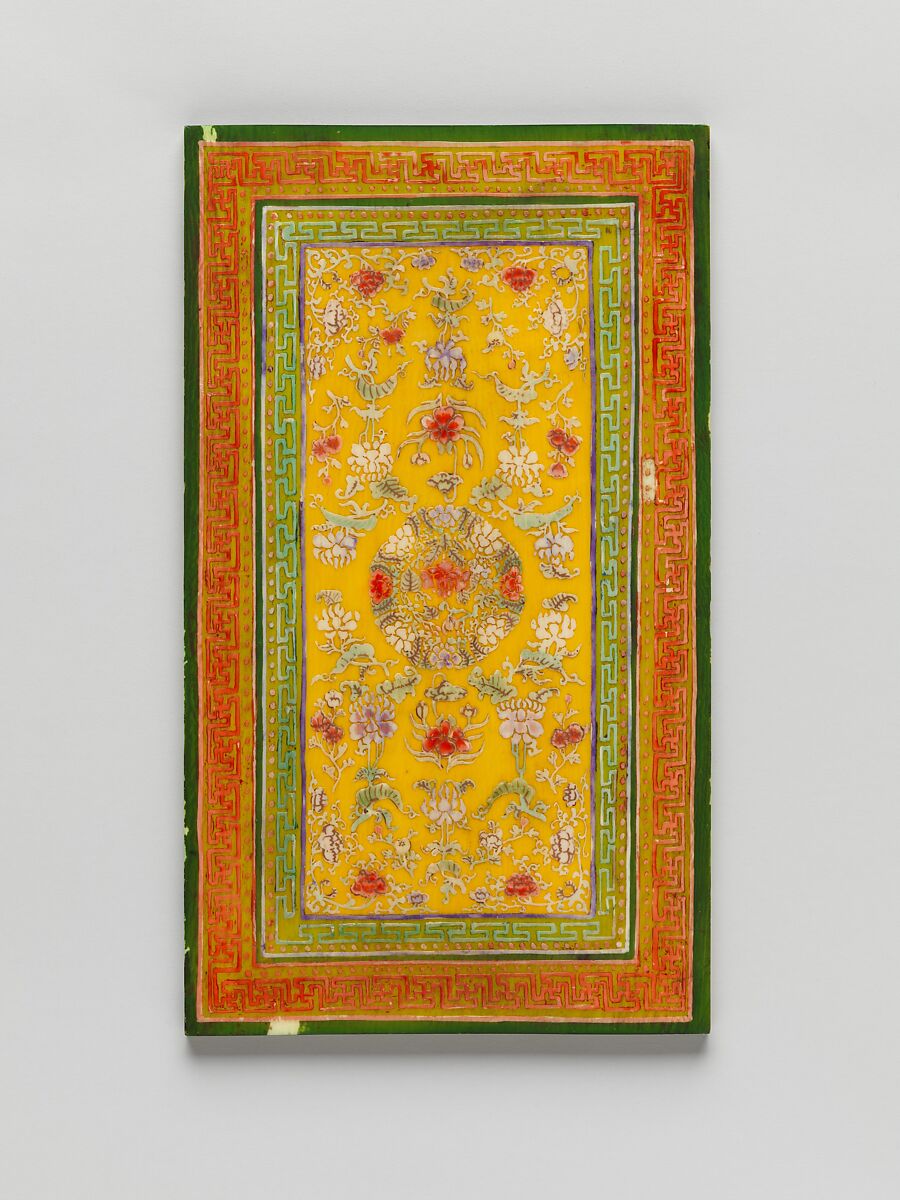Tablet with Design for a Carpet, Ivory with pigment, China 