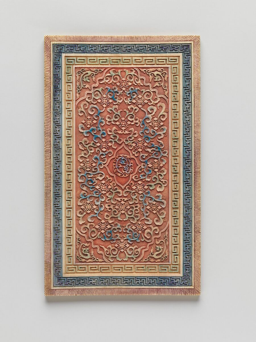 Tablet with Design for a Carpet, Ivory with pigment, China 