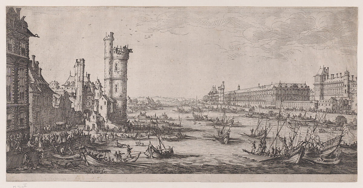Vue du Louvre (View of the Louvre), from "Les Deux Grandes Vues de Paris" (The Two Large Views of Paris), Jacques Callot (French, Nancy 1592–1635 Nancy), Etching; second state of four (Lieure) 