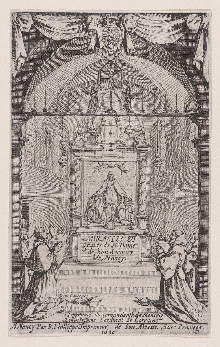 Frontispiece, from Des Miracles et Graces de Notre-Dame de Bon-Secours-Les-Nancy (Miracles and Graces of Notre-Dame-de-Bon-Secours, Nancy), Jacques Callot (French, Nancy 1592–1635 Nancy), Etching 