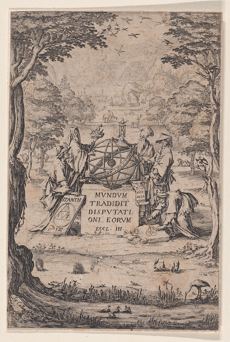 Frontispiece, from "Sacra Cosmologia, pièce appelée aussi Le Titre aux Astrologues" (Sacra Cosmologia, also called The Title Page for The Astrologers), Jacques Callot (French, Nancy 1592–1635 Nancy), Etching; third state of three (Lieure) 