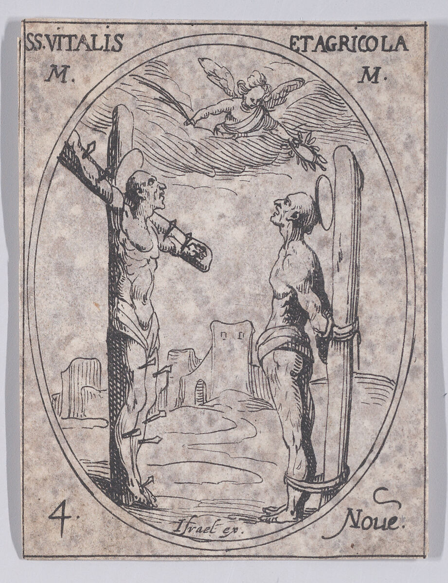 S. Vital et S. Agricole (St. Vitalis and St. Agricola), November 4th, from "Les Images De Tous Les Saincts et Saintes de L'Année" (Images of All of the Saints and Religious Events of the Year), Jacques Callot (French, Nancy 1592–1635 Nancy), Etching; second state of two (Lieure) 