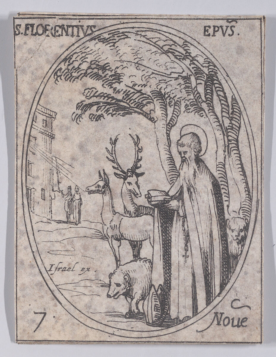 S. Florent, évêque (St. Florentius, Bishop), November 7th, from "Les Images De Tous Les Saincts et Saintes de L'Année" (Images of All of the Saints and Religious Events of the Year), Jacques Callot (French, Nancy 1592–1635 Nancy), Etching; second state of two (Lieure) 