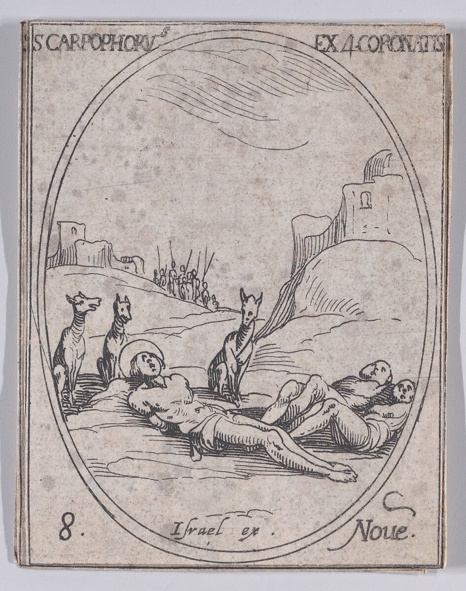 S. Carpophore et les 4 Saints Couronnés (St. Carpophorus and the 4 Crowned Saints), November 8th, from "Les Images De Tous Les Saincts et Saintes de L'Année" (Images of All of the Saints and Religious Events of the Year), Jacques Callot (French, Nancy 1592–1635 Nancy), Etching; second state of two (Lieure) 