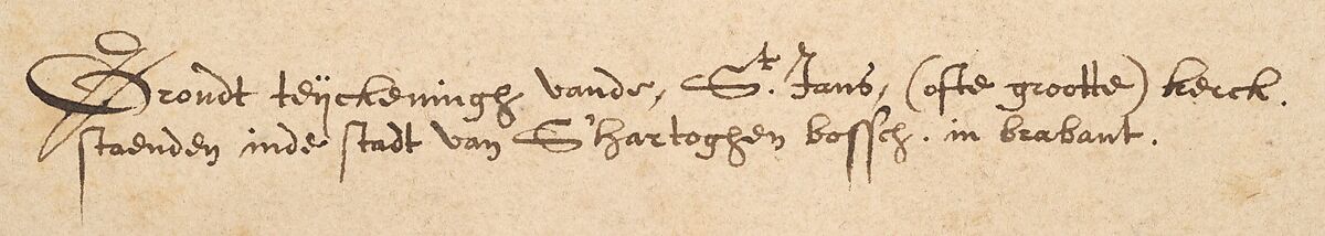 Groundplan of the Church of Saint John in ’s-Hertogenbosch, Pieter Jansz. Saenredam (Dutch, Assendelft 1597–1665 Haarlem), Pen and brown ink, yellow, gray and red wash, over lead or graphite