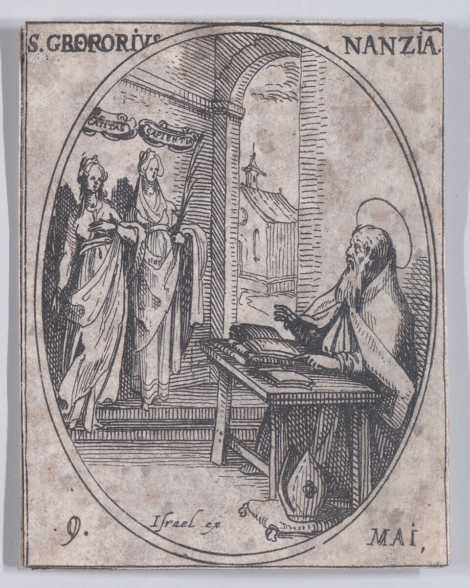 S. Grégoire de Naziance (St. Gregory of Naziance), May 9th, from "Les Images De Tous Les Saincts et Saintes de L'Année" (Images of All of the Saints and Religious Events of the Year), Jacques Callot (French, Nancy 1592–1635 Nancy), Etching; second state of two (Lieure) 