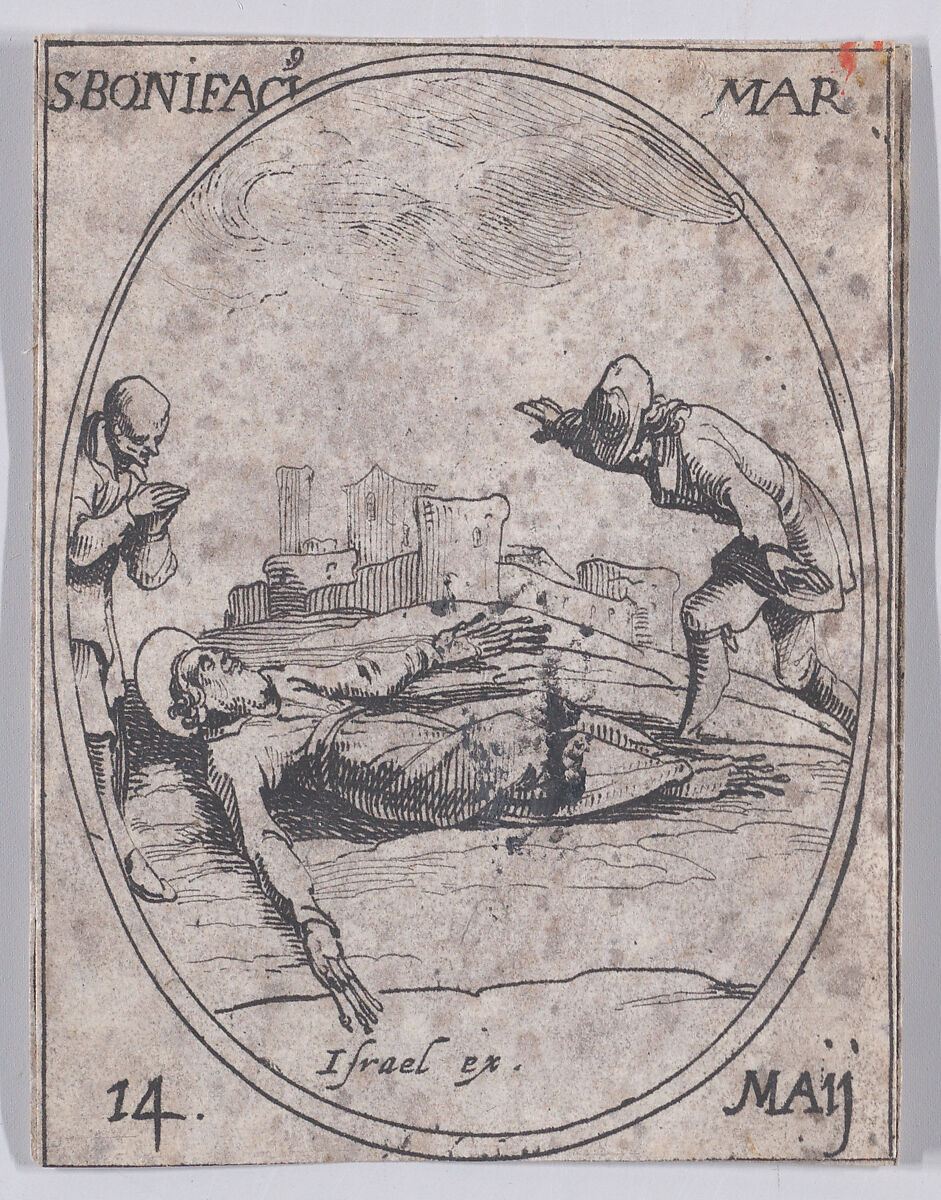 St. Boniface, Martyr, May 14th, from "Les Images De Tous Les Saincts et Saintes de L'Année" (Images of All of the Saints and Religious Events of the Year), Jacques Callot (French, Nancy 1592–1635 Nancy), Etching; second state of two (Lieure) 