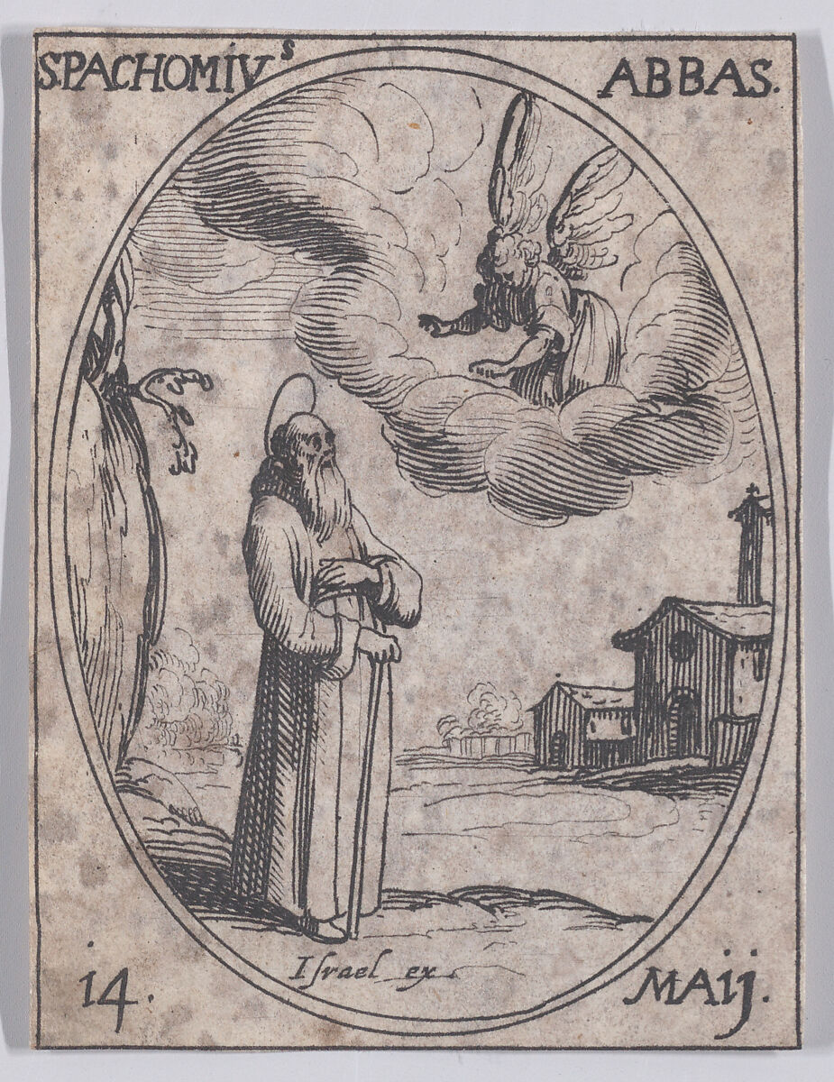 St. Pachôme, abbé (St. Pachomius, Abbot), May 14th, from Les Images De Tous Les Saincts et Saintes de L'Année (Images of All of the Saints and Religious Events of the Year), Jacques Callot (French, Nancy 1592–1635 Nancy), Etching; second state of two (Lieure) 