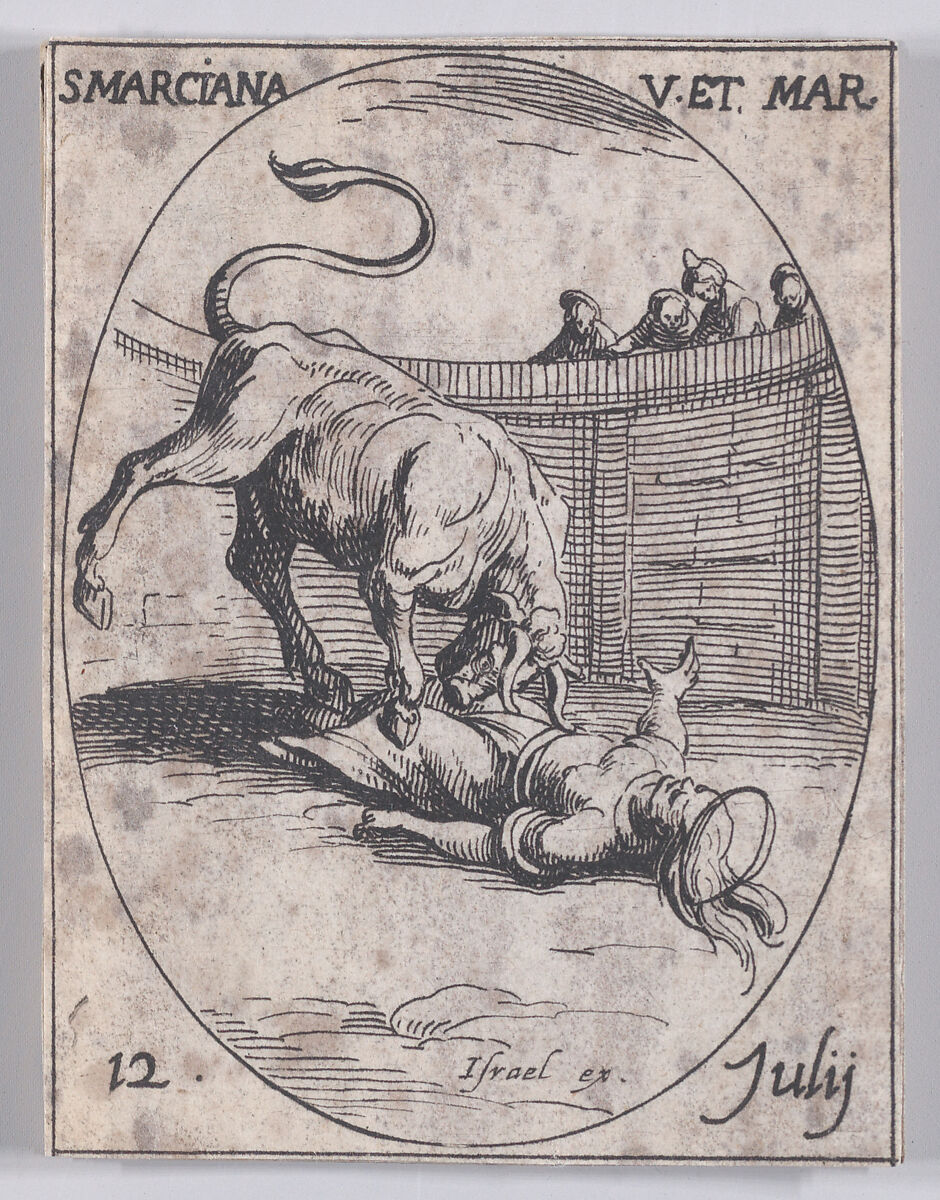 Ste. Marcienne, vierge et martyre (St. Marciana, Virgin and Martyr), July 12th, from "Les Images De Tous Les Saincts et Saintes de L'Année" (Images of All of the Saints and Religious Events of the Year), Jacques Callot (French, Nancy 1592–1635 Nancy), Etching; second state of two (Lieure) 