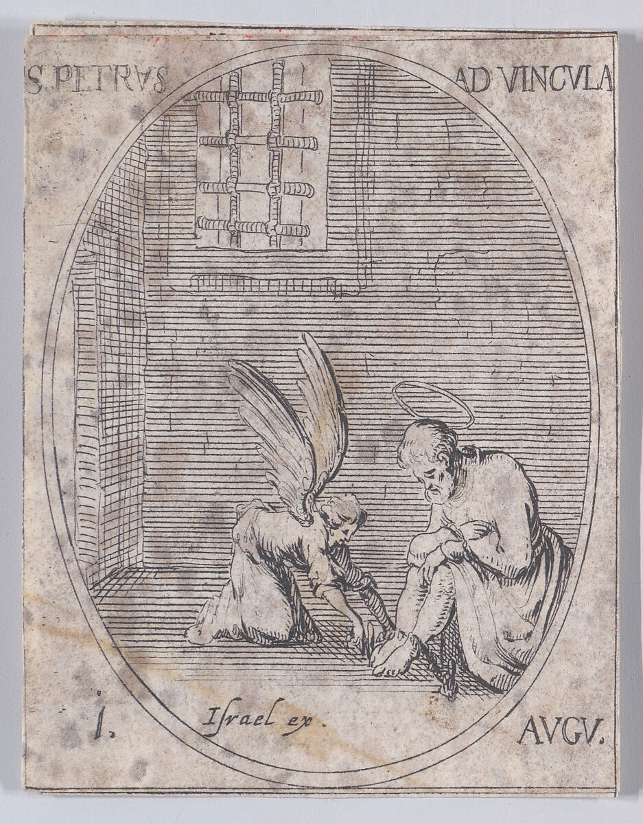 S. Pierre aux liens (St. Peter in Chains), August 1st, from "Les Images De Tous Les Saincts et Saintes de L'Année" (Images of All of the Saints and Religious Events of the Year), Jacques Callot (French, Nancy 1592–1635 Nancy), Etching; second state of two (Lieure) 