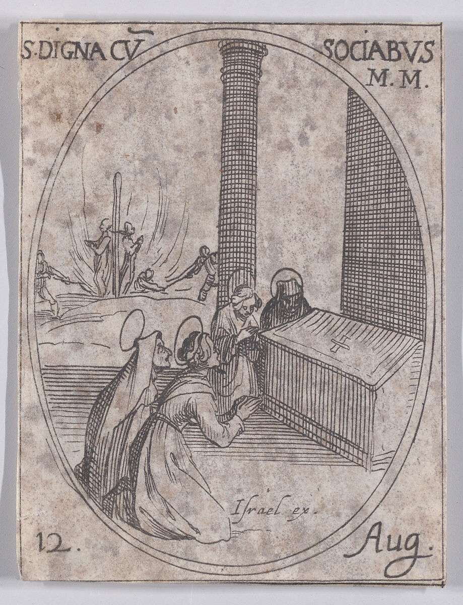 Ste. Digne et Ses Compagnes (St. Digna and Her Companions (including St. Hilaria)), August 12th, from "Les Images De Tous Les Saincts et Saintes de L'Année" (Images of All of the Saints and Religious Events of the Year), Jacques Callot (French, Nancy 1592–1635 Nancy), Etching; second state of two (Lieure) 