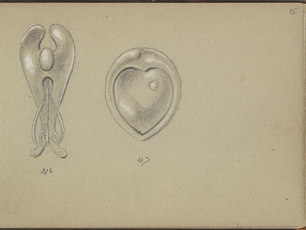 Two Silver Jewelry Designs, Edgar Gilstrap Simpson (British, 1867–1945 (presumed)), Graphite and gouache 