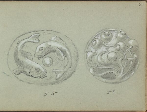Two Designs A Push Bell, Edgar Gilstrap Simpson (British, 1867–1945 (presumed)), Graphite and gouache 
