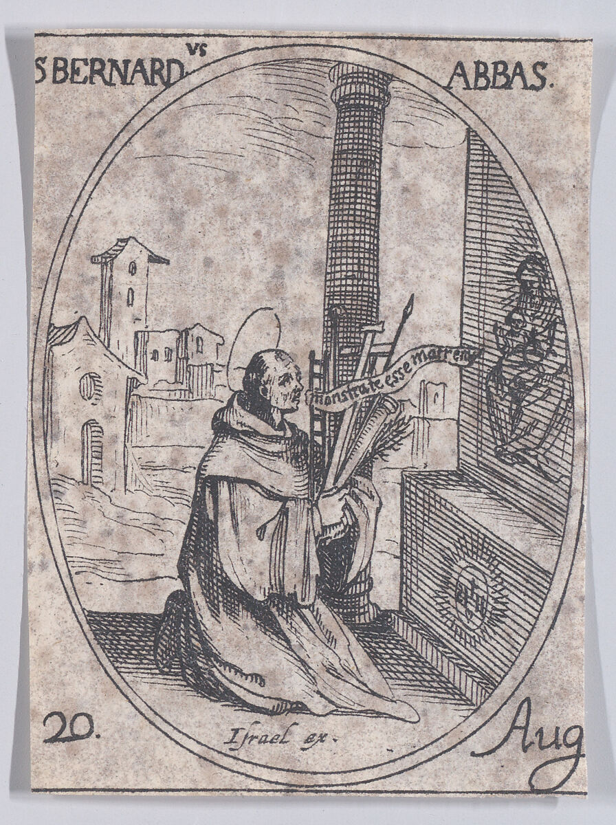 S. Bernard, abbé (St. Bernard of Clairvaux, Abbot), August 20th, from "Les Images De Tous Les Saincts et Saintes de L'Année" (Images of All of the Saints and Religious Events of the Year), Jacques Callot (French, Nancy 1592–1635 Nancy), Etching; second state of two (Lieure) 