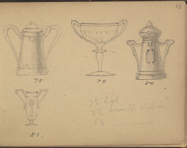 Four Designs for Drinking Vessels, Edgar Gilstrap Simpson (British, 1867–1945 (presumed)), Graphite 