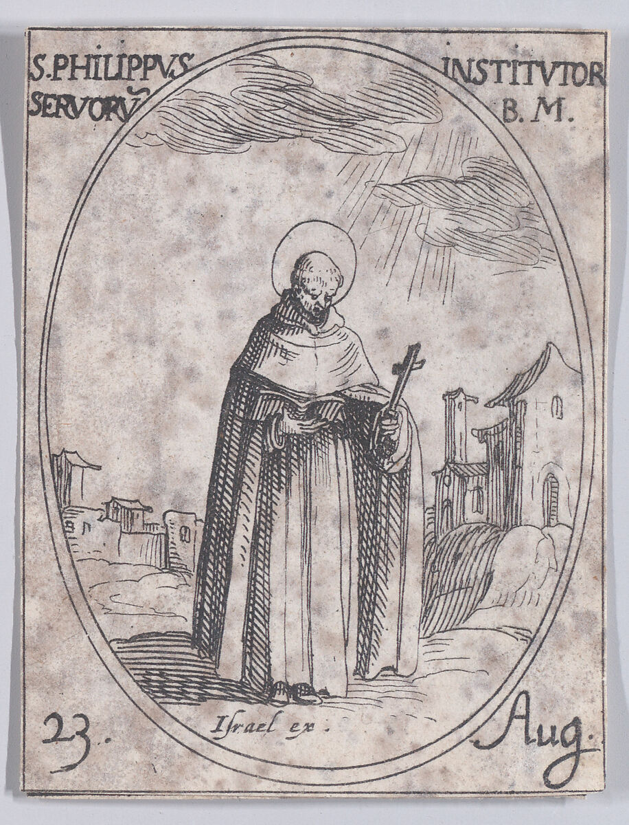 S. Philippe, Fondateur de l'Ordre des Servites (St. Philip Benizi, Founder of the Servite Order), August 23rd, from "Les Images De Tous Les Saincts et Saintes de L'Année" (Images of All of the Saints and Religious Events of the Year), Jacques Callot (French, Nancy 1592–1635 Nancy), Etching; second state of two (Lieure) 