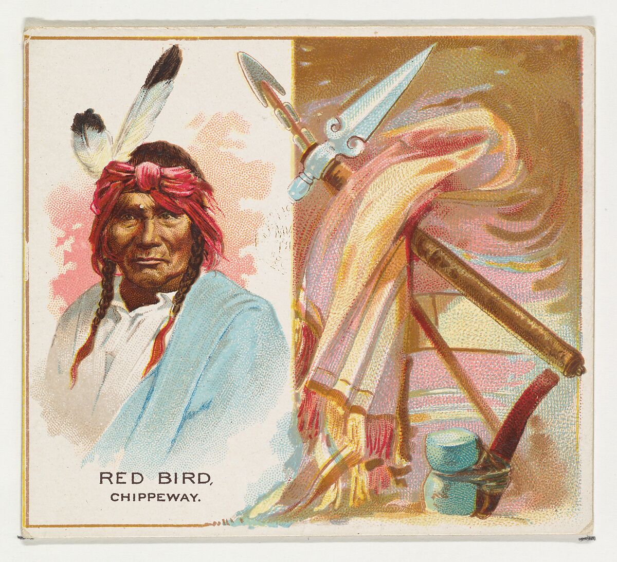 Red Bird, Chippeway, from the American Indian Chiefs series (N36) for Allen & Ginter Cigarettes, Issued by Allen &amp; Ginter (American, Richmond, Virginia), Commercial color lithograph 