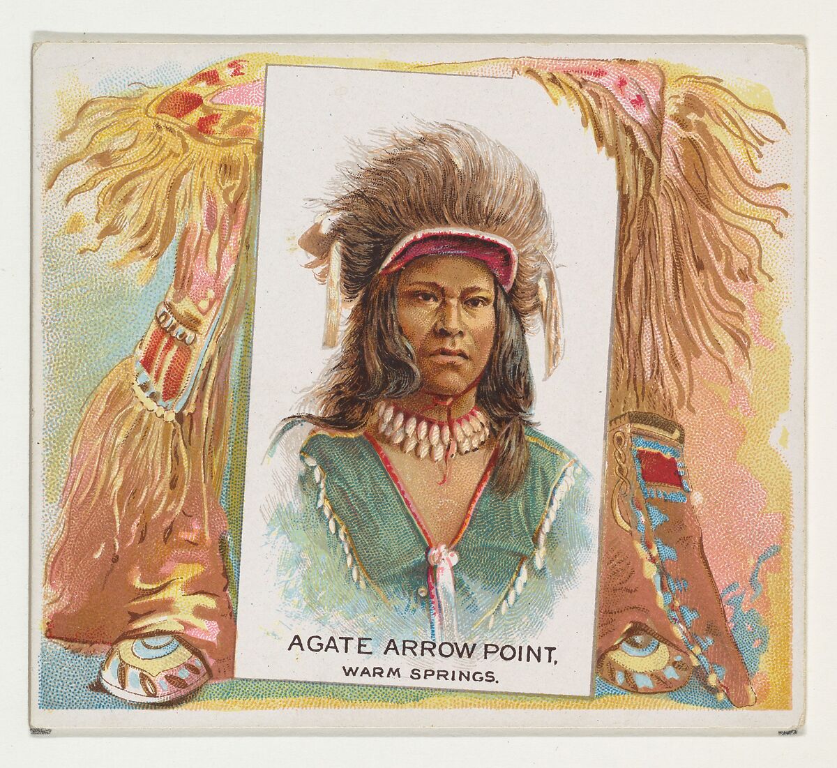 Agate Arrow Point, Warm Springs, from the American Indian Chiefs series (N36) for Allen & Ginter Cigarettes, Issued by Allen &amp; Ginter (American, Richmond, Virginia), Commercial color lithograph 