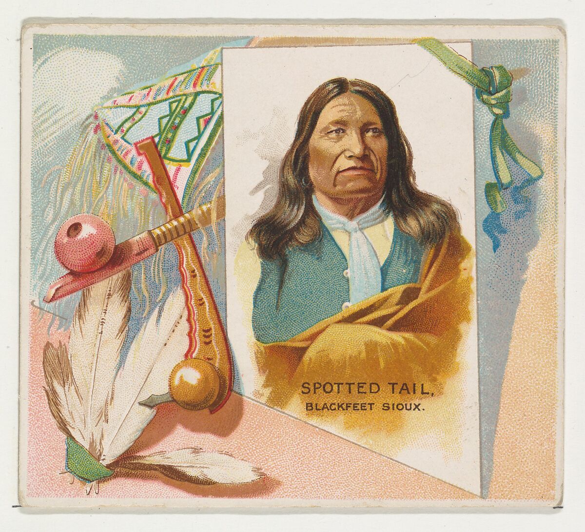 Spotted Tail, Blackfeet Sioux, from the American Indian Chiefs series (N36) for Allen & Ginter Cigarettes, Issued by Allen &amp; Ginter (American, Richmond, Virginia), Commercial color lithograph 