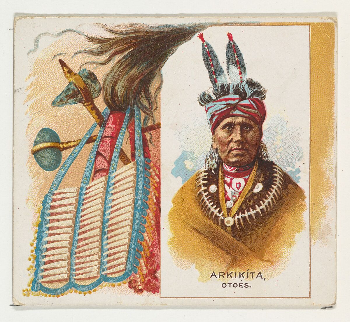 Arkikita, Otoes, from the American Indian Chiefs series (N36) for Allen & Ginter Cigarettes, Issued by Allen &amp; Ginter (American, Richmond, Virginia), Commercial color lithograph 