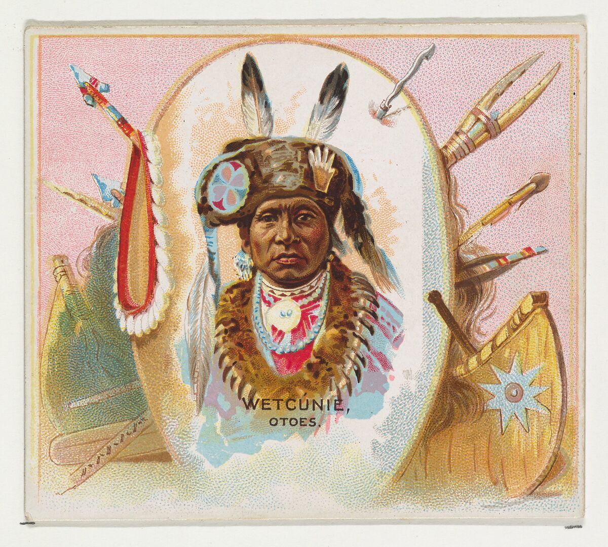 Wetcunie, Otoes, from the American Indian Chiefs series (N36) for Allen & Ginter Cigarettes, Issued by Allen &amp; Ginter (American, Richmond, Virginia), Commercial color lithograph 