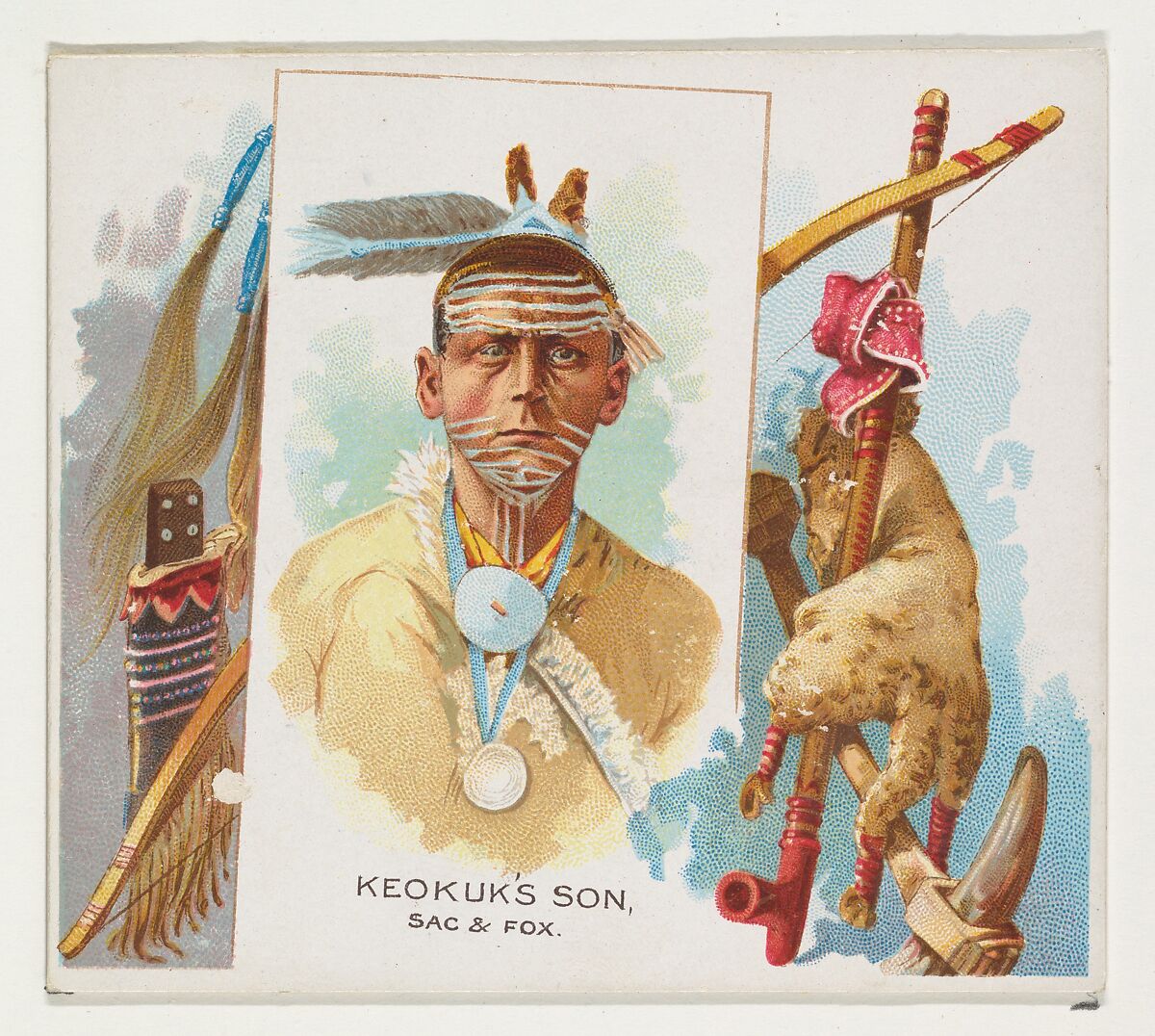 Keokuk's Son, Sac & Fox, from the American Indian Chiefs series (N36) for Allen & Ginter Cigarettes, Issued by Allen &amp; Ginter (American, Richmond, Virginia), Commercial color lithograph 