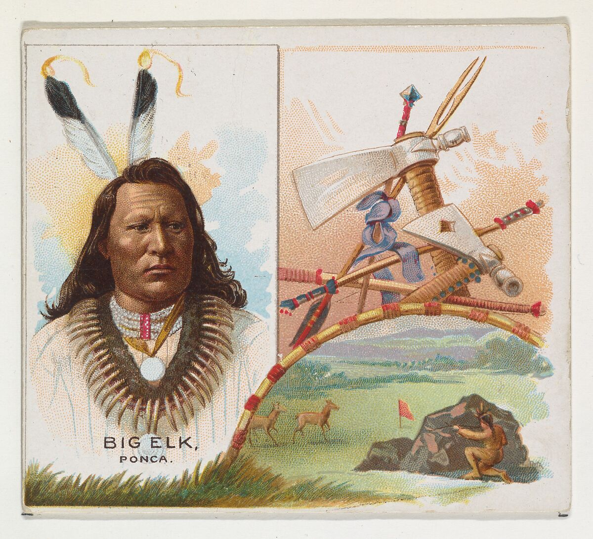 Big Elk, Ponca, from the American Indian Chiefs series (N36) for Allen & Ginter Cigarettes, Issued by Allen &amp; Ginter (American, Richmond, Virginia), Commercial color lithograph 