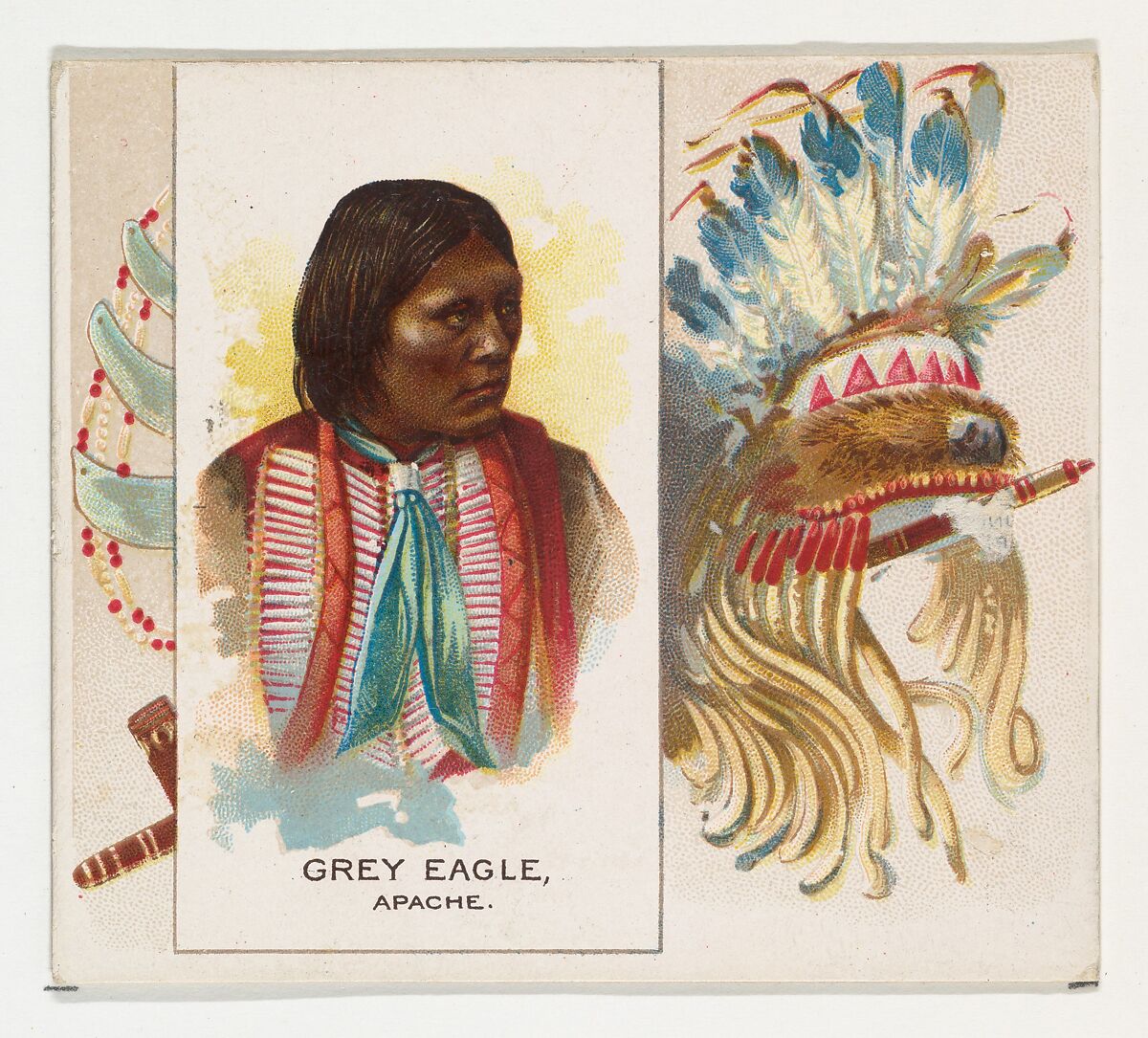 Grey Eagle, Apache, from the American Indian Chiefs series (N36) for Allen & Ginter Cigarettes, Issued by Allen &amp; Ginter (American, Richmond, Virginia), Commercial color lithograph 