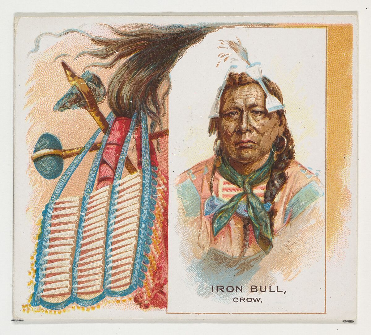Iron Bull, Crow, from the American Indian Chiefs series (N36) for Allen & Ginter Cigarettes, Issued by Allen &amp; Ginter (American, Richmond, Virginia), Commercial color lithograph 