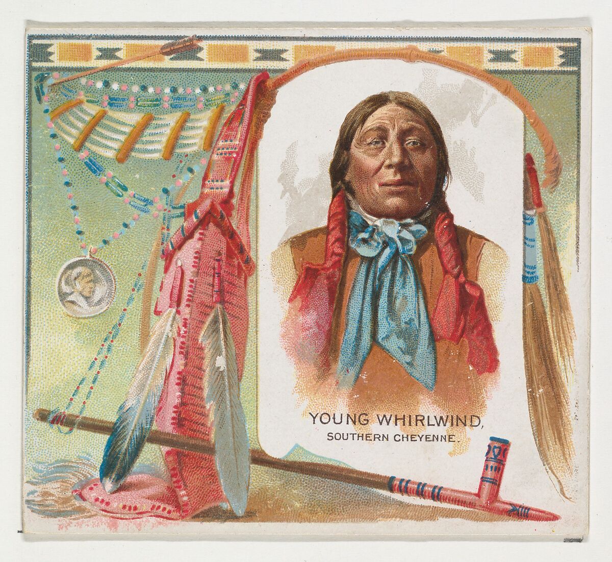 Young Whirlwind, Southern Cheyenne, from the American Indian Chiefs series (N36) for Allen & Ginter Cigarettes, Issued by Allen &amp; Ginter (American, Richmond, Virginia), Commercial color lithograph 