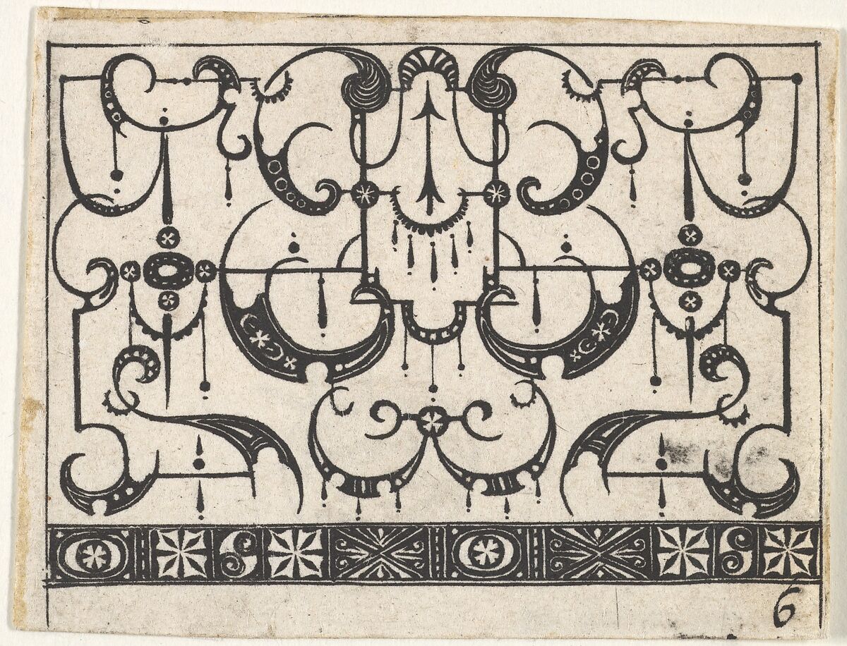 Blackwork Print with an All-Over Schweifwerk Pattern, Claes Jansz. Visscher (Dutch, Amsterdam 1586–1652 Amsterdam), blackwork 