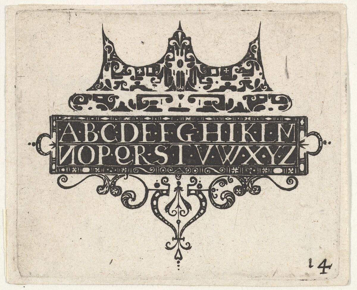 Blackwork Print with the Alphabet, Claes Jansz. Visscher (Dutch, Amsterdam 1586–1652 Amsterdam), blackwork 