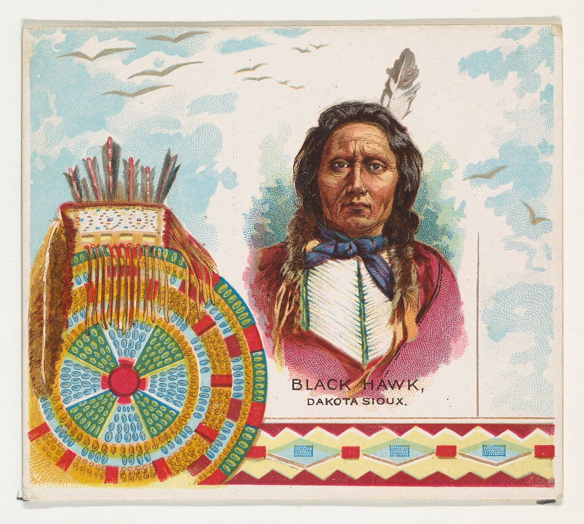 Black Hawk, Dakota Sioux, from the American Indian Chiefs series (N36) for Allen & Ginter Cigarettes, Issued by Allen &amp; Ginter (American, Richmond, Virginia), Commercial color lithograph 